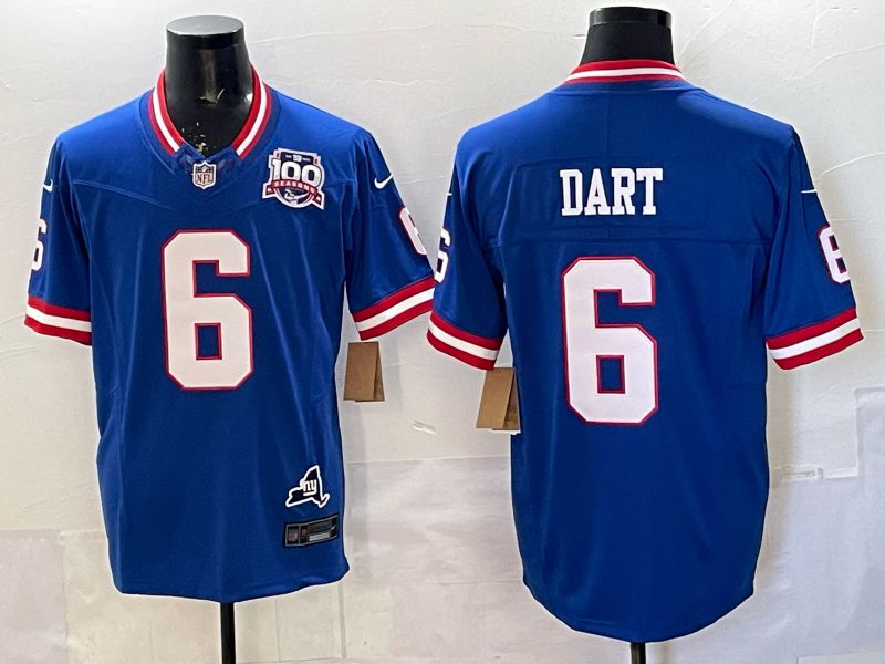 Men 2025 Nike New York Giants #6 Dart Blue 3th generation Thorwback Limited NFL Jersey 0012->new york giants->NFL Jersey